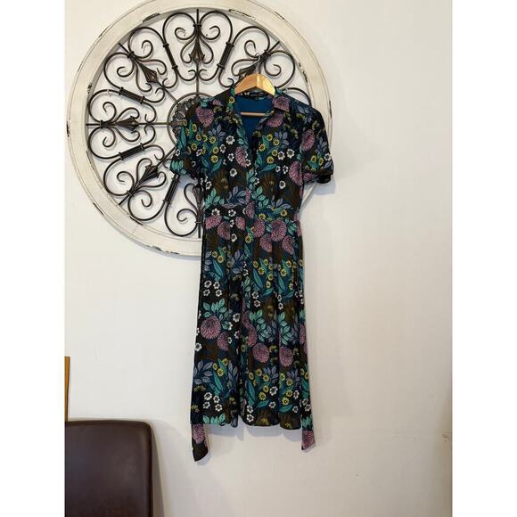 J.Crew x Abigail Borg Floral Shirt Dress Black Multi 00, XS - Picture 7 of 10
